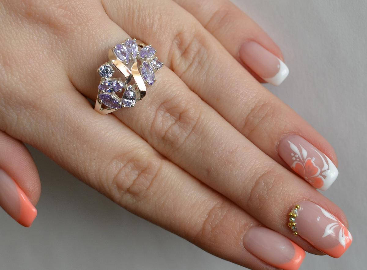 

Серебряное кольцо Sil с золотыми вставками Аметист (Sil-124)