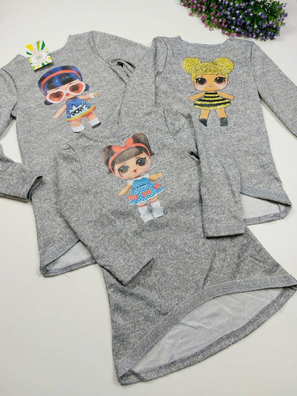 

Платье туника на девочку, на рост 104, 110, 116, 122, цвет серый, ткань ангора 110