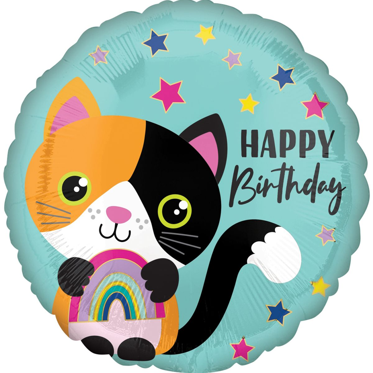 

Фольгированный шарик КНР 18" (45 см) Круг Happy Birthday Кошечка, Разные цвета