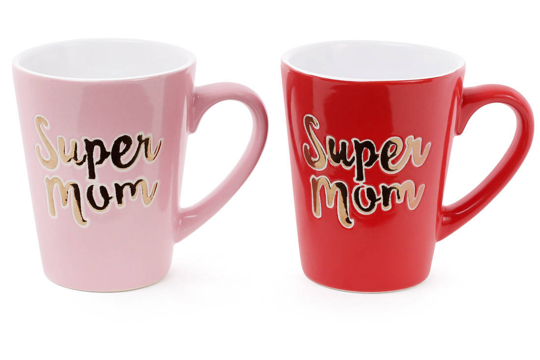 

Кружка керамическая с золотой надписью Super Mom, 340 мл, 2 цвета микс, Разные цвета