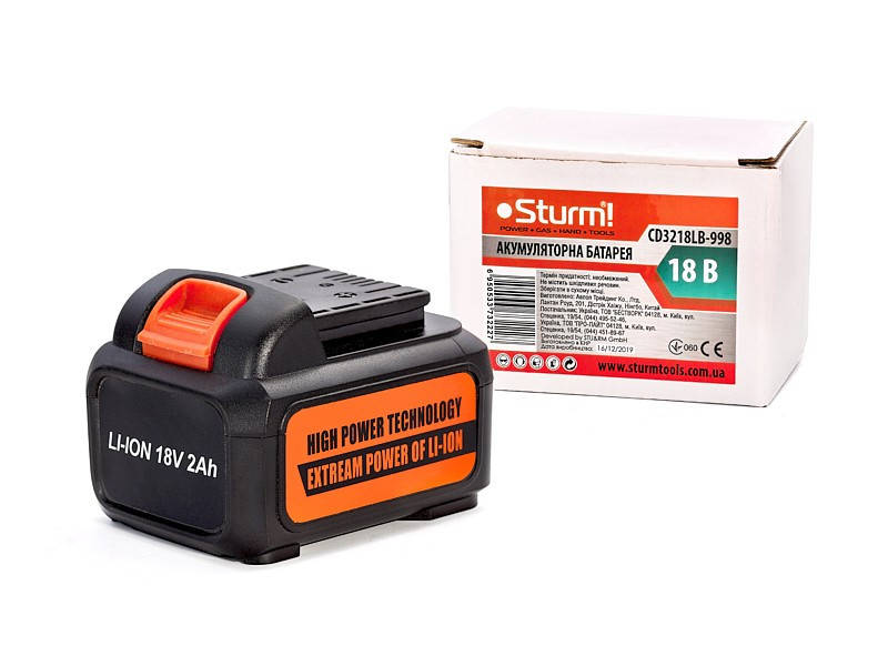 

Аккумулятор Sturm CD3218LB-998, Li-Ion, 18 В, 2.0 Ач