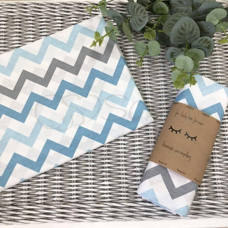 

Пеленка бязь зигзаг серый с голубым