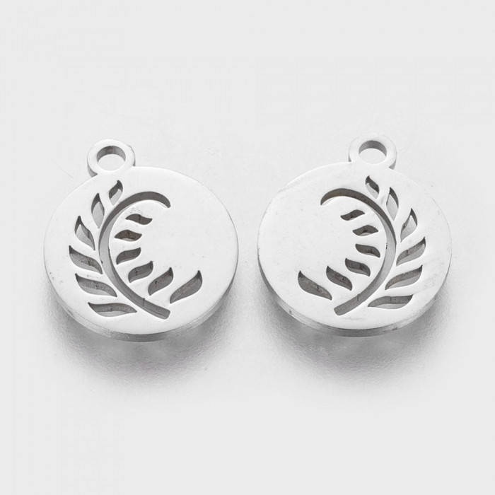 

Кулон Круглый с Листом, Плоский, Нержавеющая Сталь, 14х12х1мм, Отверстие 1.5мм, (УТ100019802)