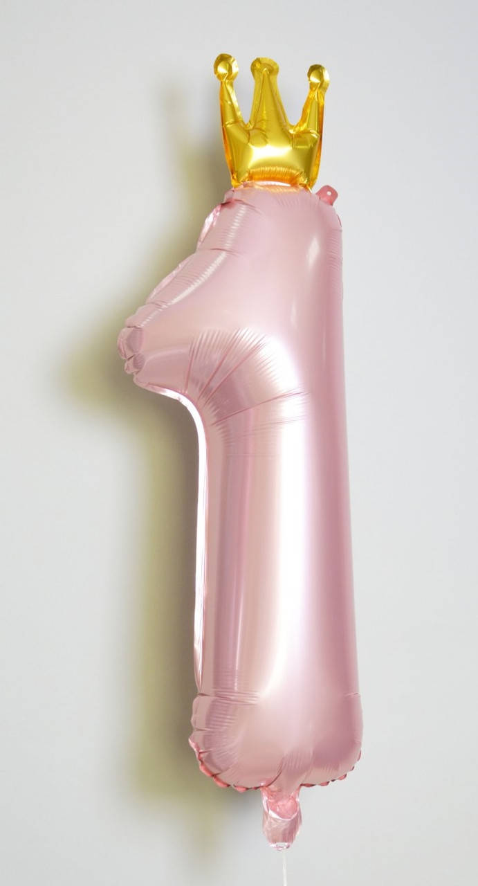 

Фольгированная цифра 39"(30х93 см) КНР 1 с короной розовая, Розовый