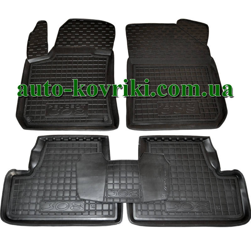 

Резиновые коврики в салон Peugeot 308 II 2013-2021 (Hb) (Avto-Gumm), Черный