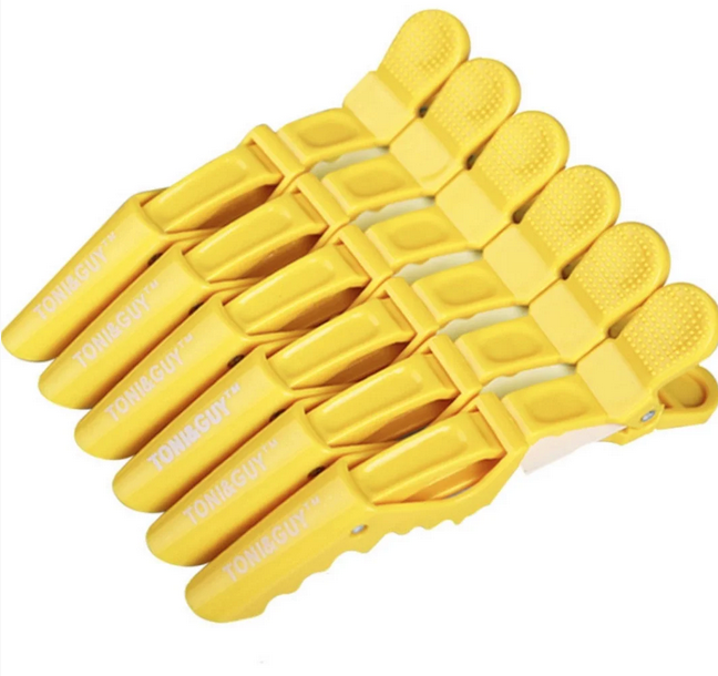 

Зажим уточка крокодильчик для волос парикмахерская пластмасса 11 см Toni&Guy - упаковка 6 шт желтый