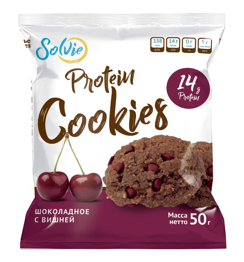 

Протеиновое печенье Solvie Шоколадное с Вишней (50 грамм)