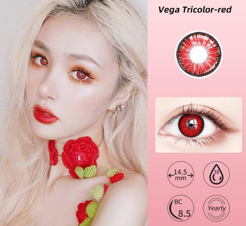 

Цветные линзы для глаз красные Red + контейнер для хранения в подарок