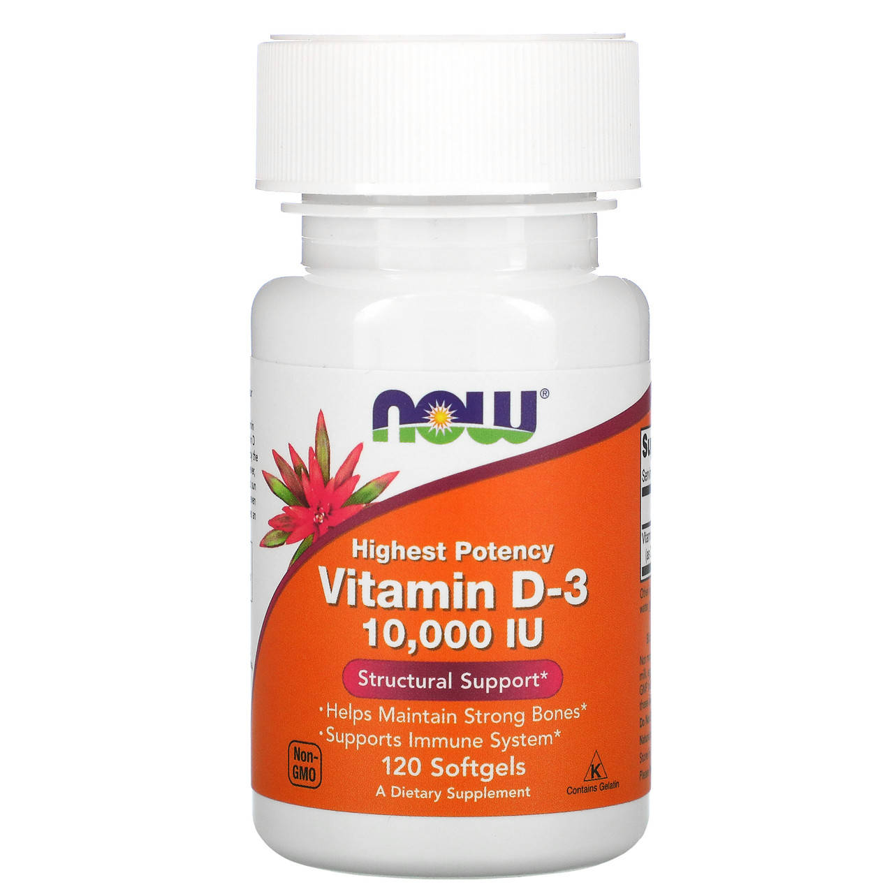 

Витамин Д3, Vitamin D-3, Now Foods, 10 000 МЕ, 120 капсул.