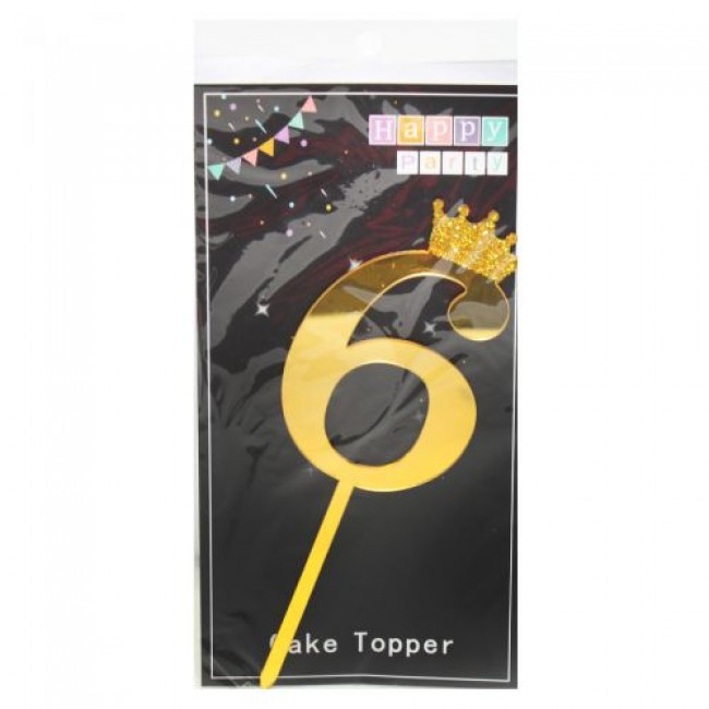 

Топпер в торт акриловый "Цифра золотая" - 6