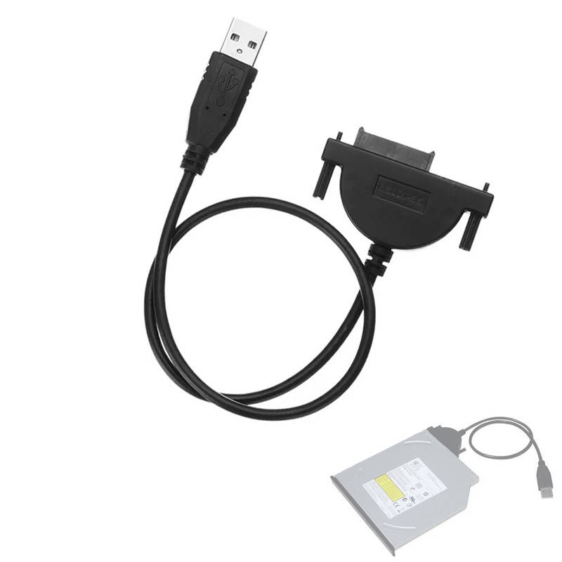 

Переходник USB 2.0 - Slimline SATA 13pin 6+7pin CD/DVD привода ноутбука, Черный