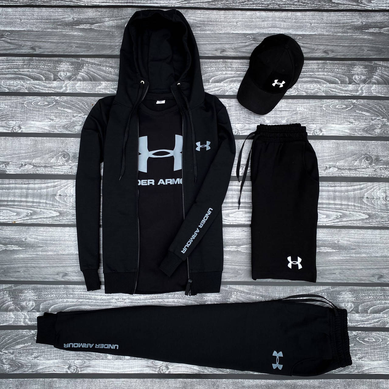 

Спортивный костюм мужской Under Armour x black весенний осенний черный | Комплект Кофта + Штаны ТОП качества