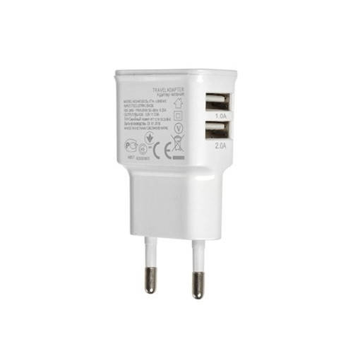 

USB сетевое зарядное устройство 2xUSB, 5В 2А