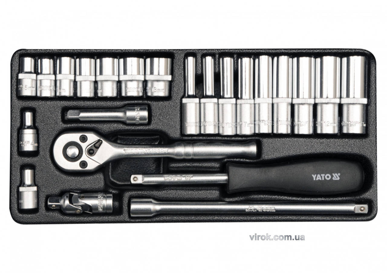 

Набор головок торцевых YATO 1/4" М4-13 23 предмета YT-14421
