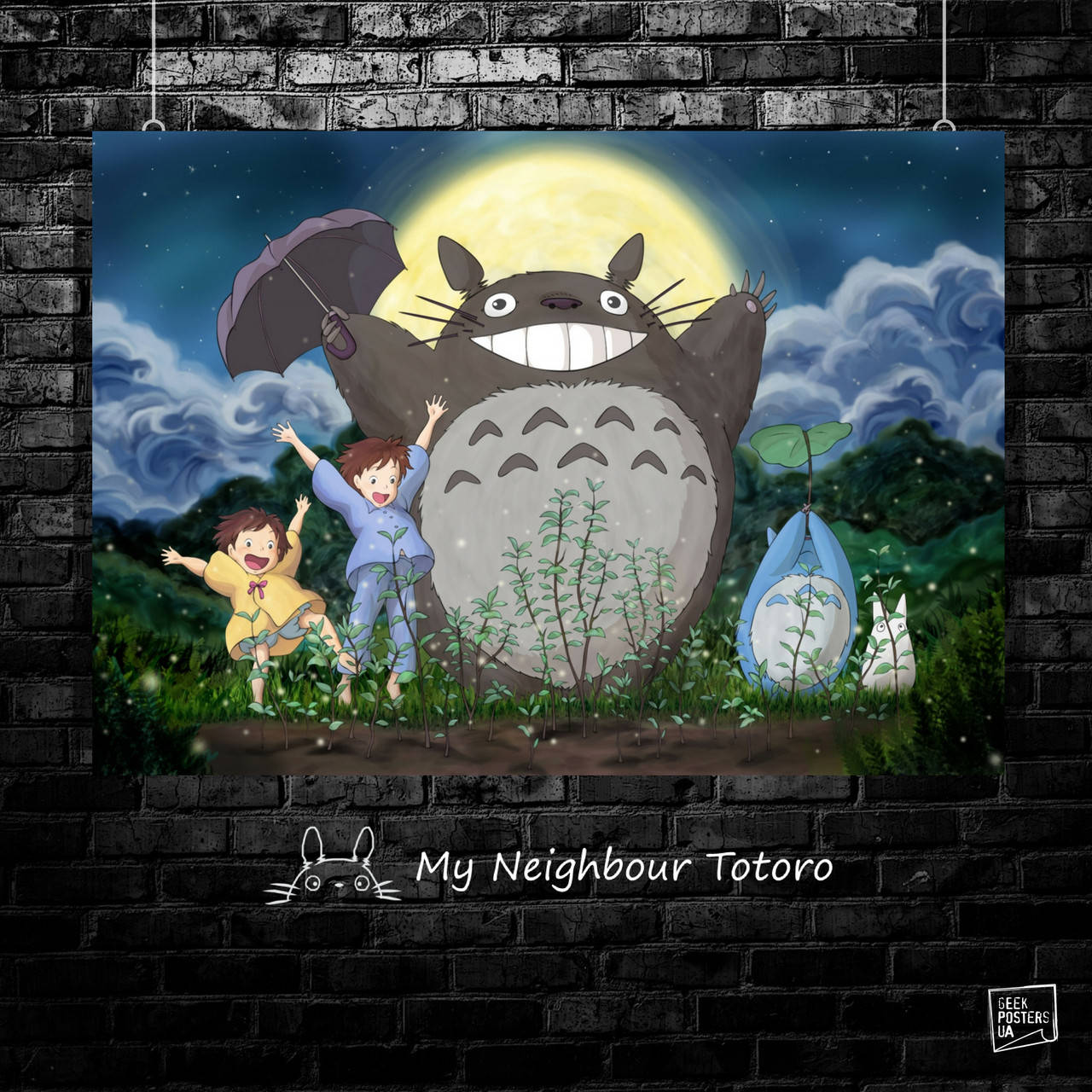 

Постер Тоторо с зонтом и девочки. Мой сосед Тоторо, Хаяо Миядзаки, аниме. Размер 42x30см (A3). Матовая бумага