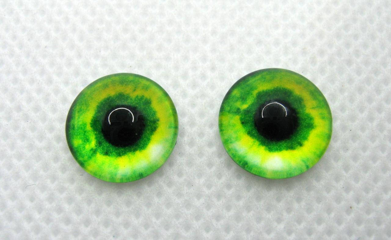 

Очі акрилові з круглою зіницею, 12 мм, пара, жовто-зелені