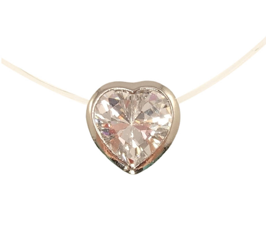 

Кулон на силиконовой леске Xuping Родий "Кристальное сердце 10мм х 10мм" длина 42-47см