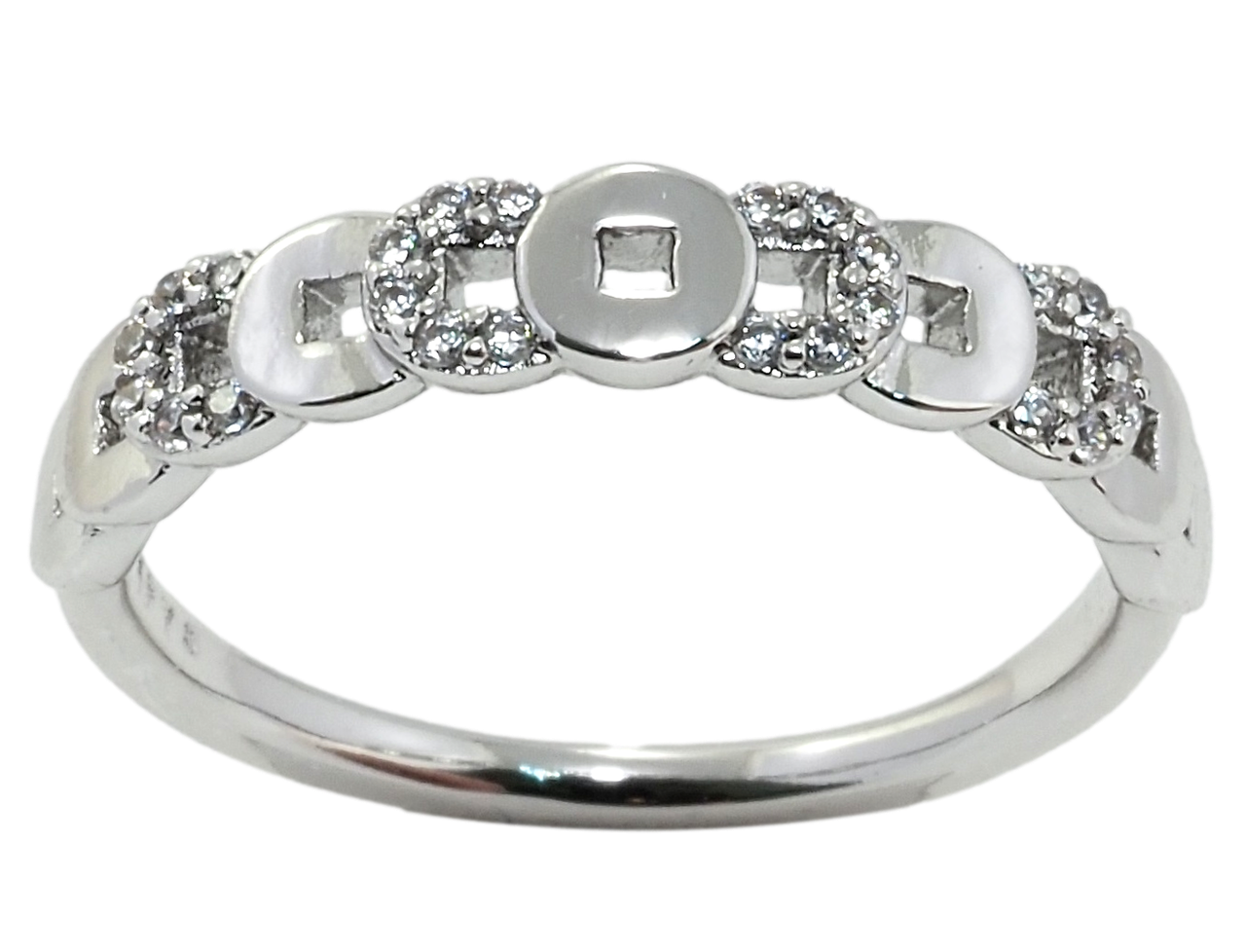 

Кольцо Xuping Родий "Дорожка колечек с цирконием" р.16,16.5,17,17.5,18.5