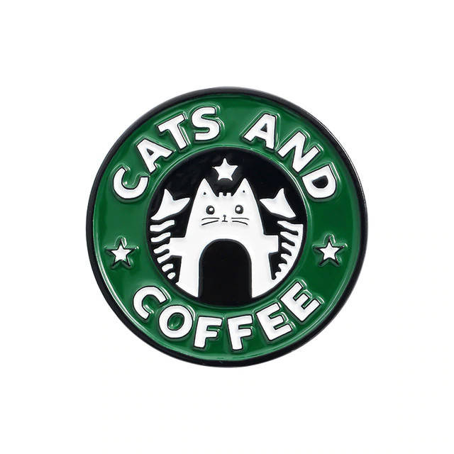 

"Коты и кофе Cats and coffee" значок (пин) металлический