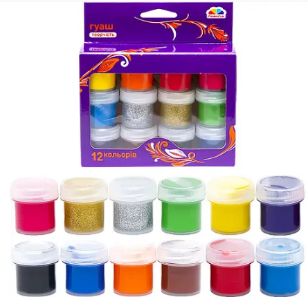 

Гуаш "Творчість" 12кольор. 10мл золото і срібло №400203/Гамма UA/(6)