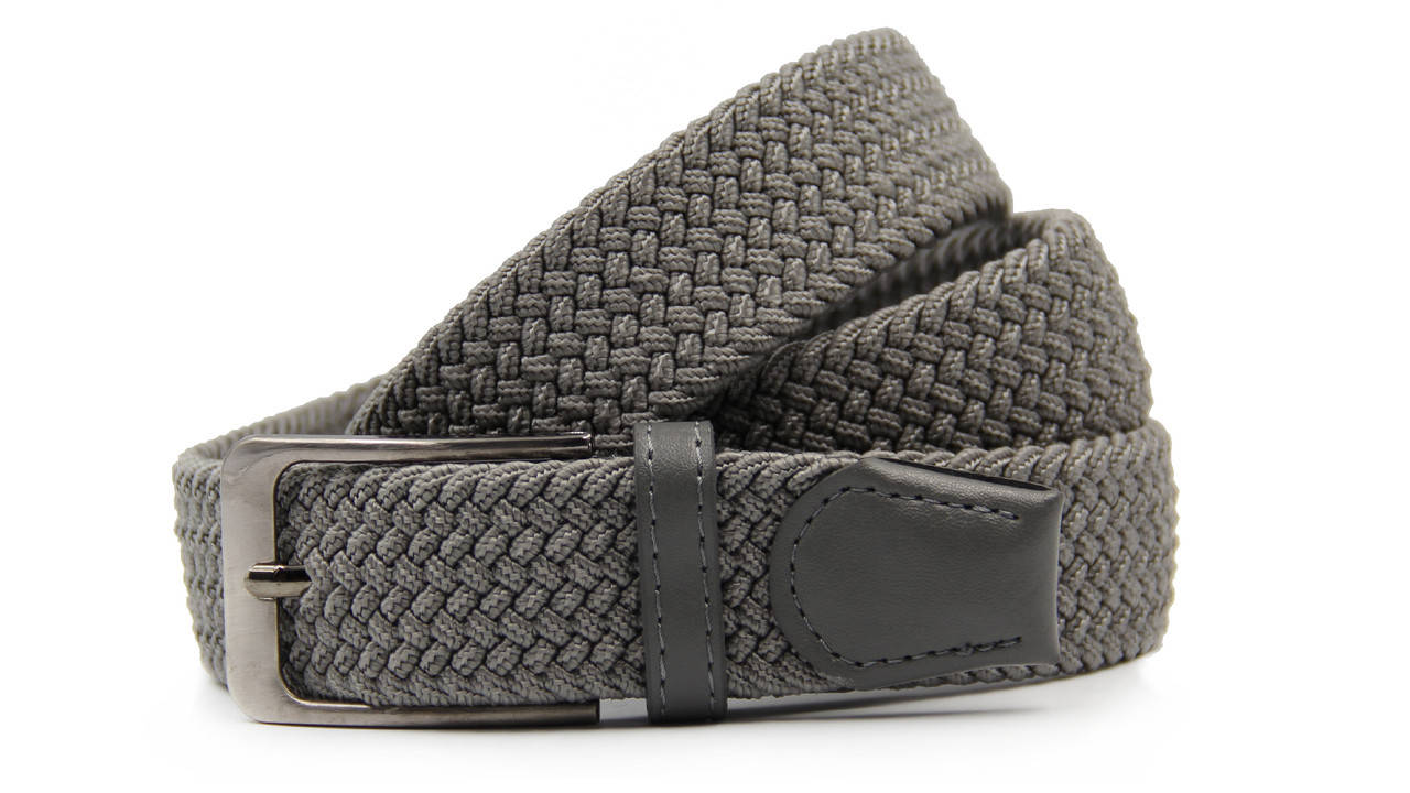 

Женский плетеный ремень текстильный резинка Серый