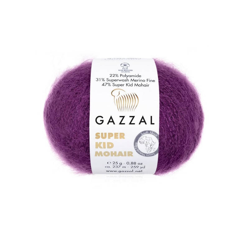 

Пряжа " Super Kid Mohair / Супер Кид Мохер" Gazzal Турция - N 64410 фиолетовый, Фуксия