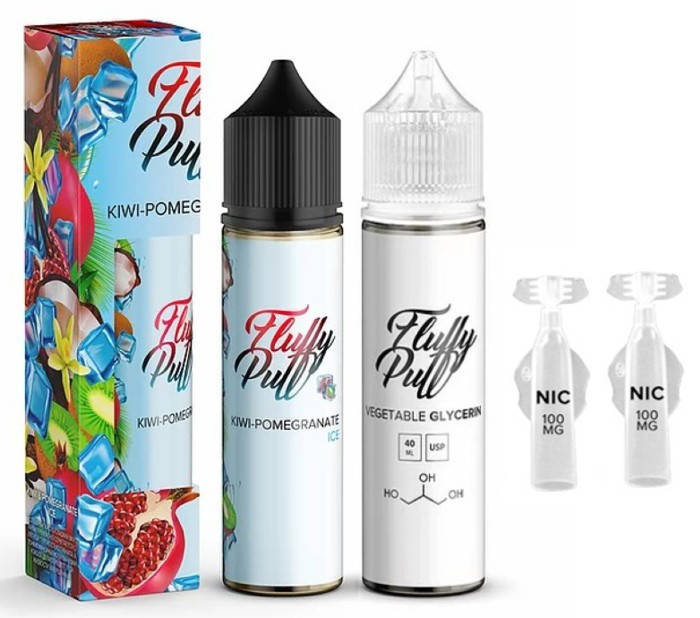 

Набор для самозамеса жидкости Fluffy Puff Kiwi-Pomegranate Ice 60 мл. 6 мг/мл