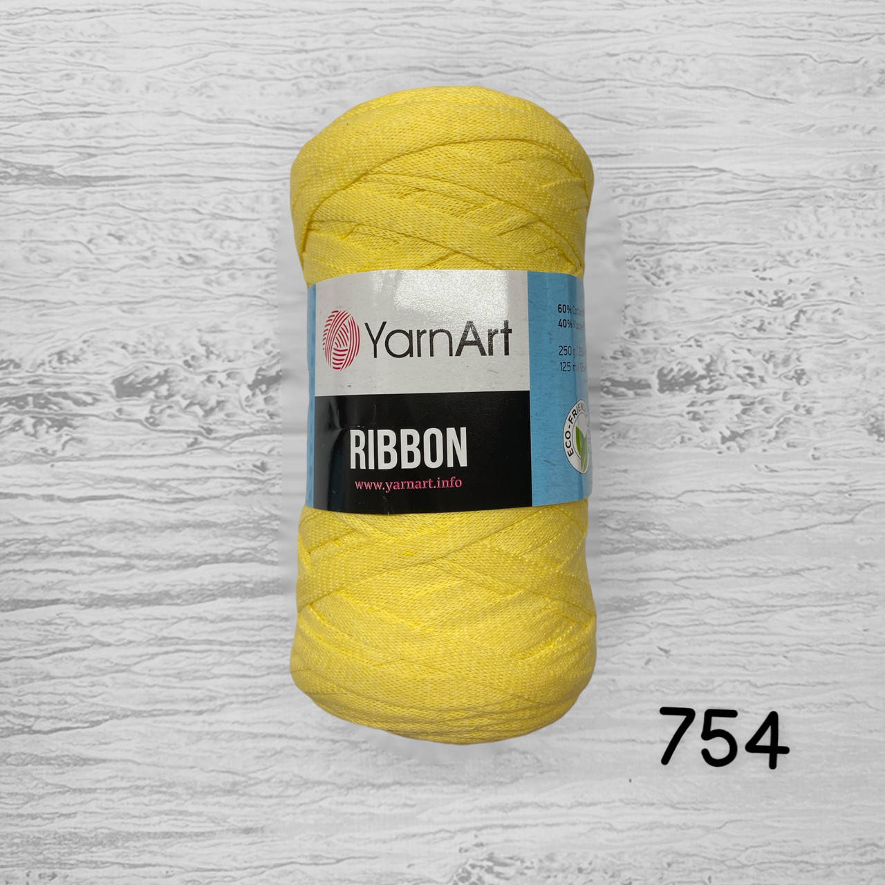 

Трикотажна пряжа YarnArt Ribbon / ЯрнАрт Ріббон 754 жовтий, Желтый