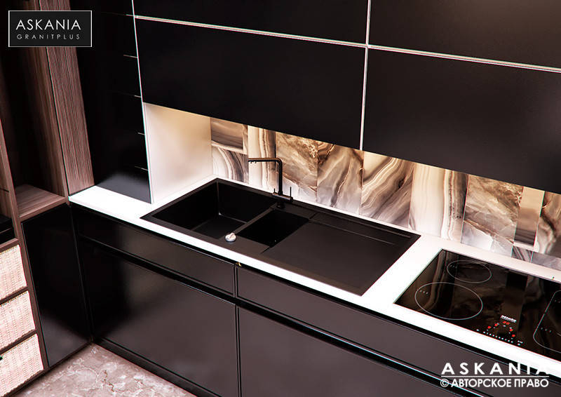 

ГРАНИТНАЯ МОЙКА ASKANIA «BLANCO 100» RV 01 black, Черный
