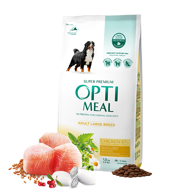 

Optimeal оптимил корм для крупных пород с курицей, 12 кг.