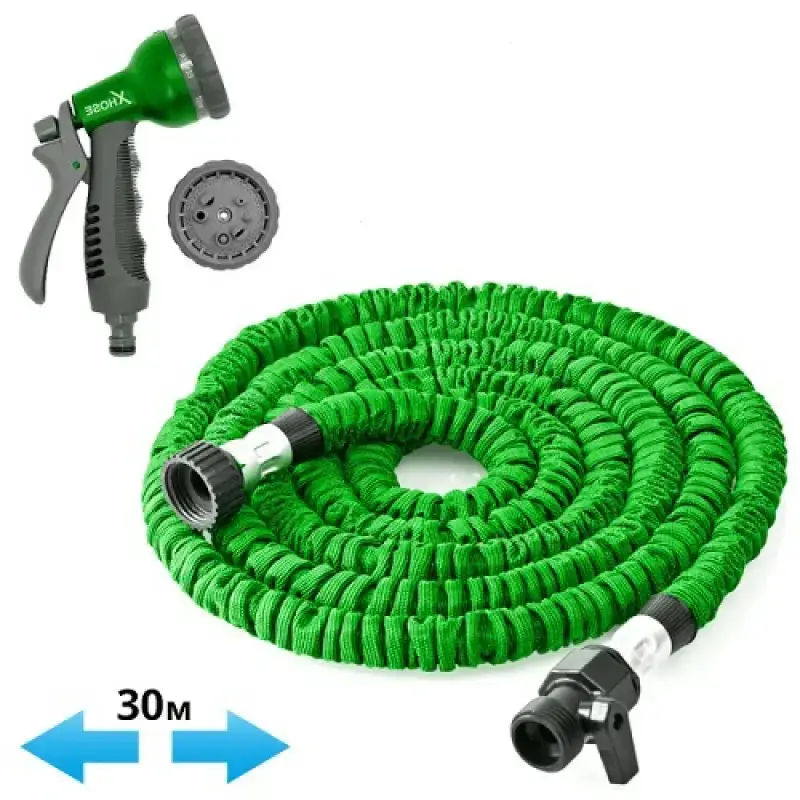 

Шланг садовый поливочный X-hose 30м, зеленый, Шланг для полива, Шланг, Поливочный шланг, X hose шланг, Садовый