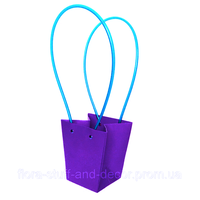 

Флористическая сумка 12 см фиолетовая с пластиковыми ручками, Фиолетовый