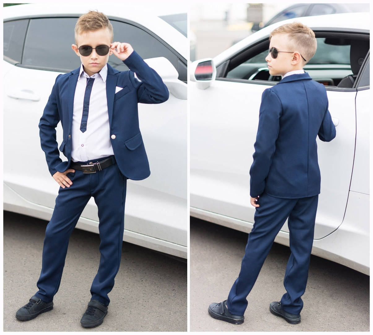 

Стильный классический детский костюм для мальчика: пиджак и штаны из структурной брючной ткани