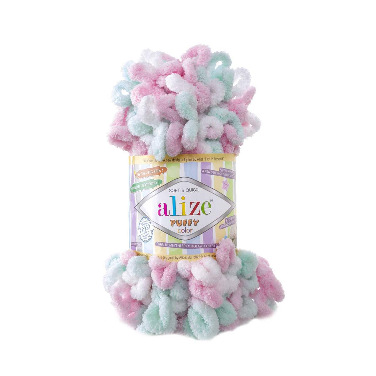 

Alize Puffy Color (Ализе Пуффи Колор) № 6052 (Пряжа, нитки для вязания руками), Разные цвета