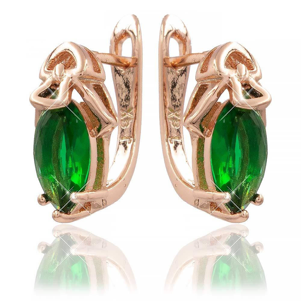 

Серьги зеленый 1,5 см (Медицинское золото)