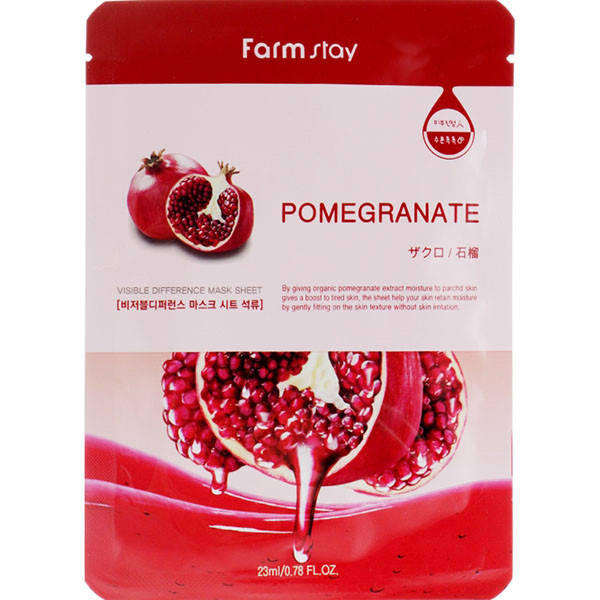 

ТКАНЕВАЯ МАСКА С ГРАНАТОМ FARMSTAY VISIBLE DIFFERENCE POMEGRANATE MASK PACK