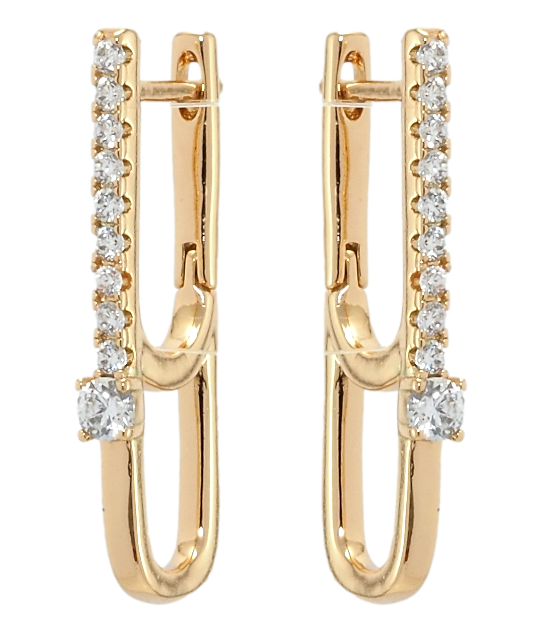 

Серьги Xuping Позолота 18K английский замок "Петельки с дорожками циркония"