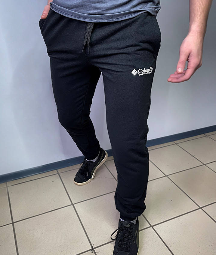 

Спортивные мужские трикотажные штаны брюки с карманами весна - осень (черные), Черный