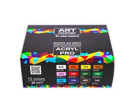 

Краска акриловая художественная Acryl PRO ART Kompozit (набор 12 шт по 20 мл)