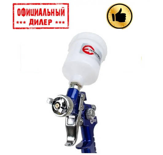 

Краскопульт пневматический HVLP MINI, форсунка 0.8мм, верхний пластиковый бачок 125мл., 3бар. INTERTOOL PT-010
