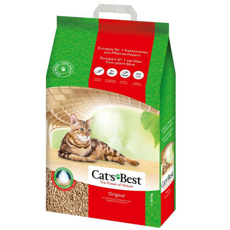 

Cats Best Original древесный комкующийся наполнитель для кошек 20л, 8.6кг