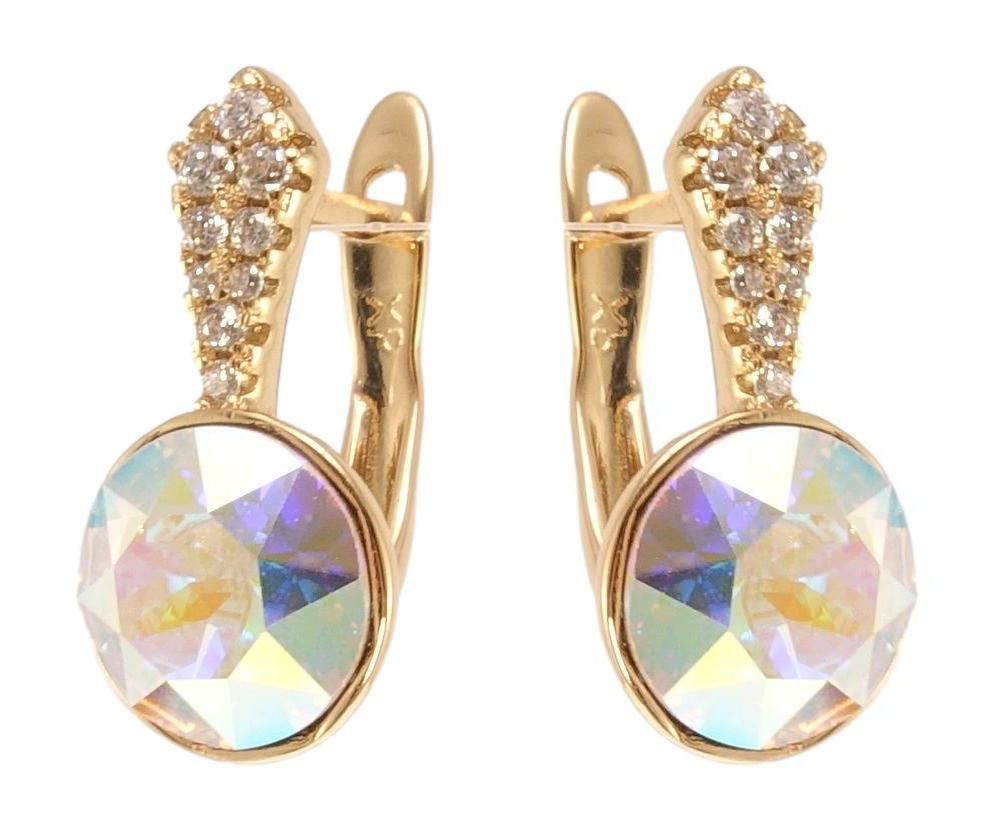 

Серьги Xuping Позолота 18K с кр-ми Swarovski английский замок "Кристалл АВ на дужке с цирконием"