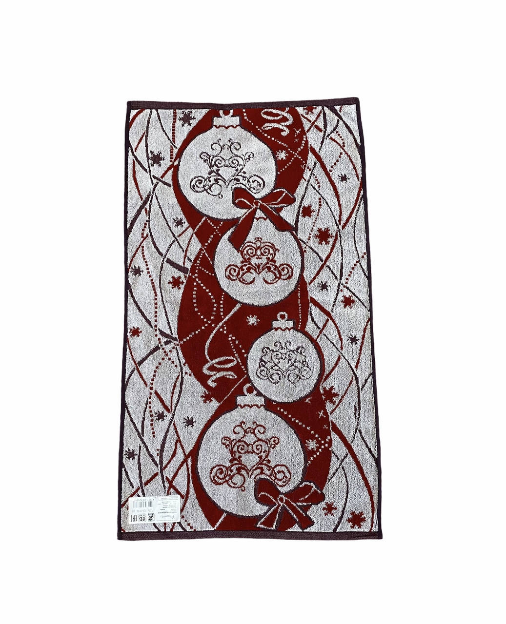 

Новогоднее махровое полотенце лицевое 50х90 см Шары, Бордовый