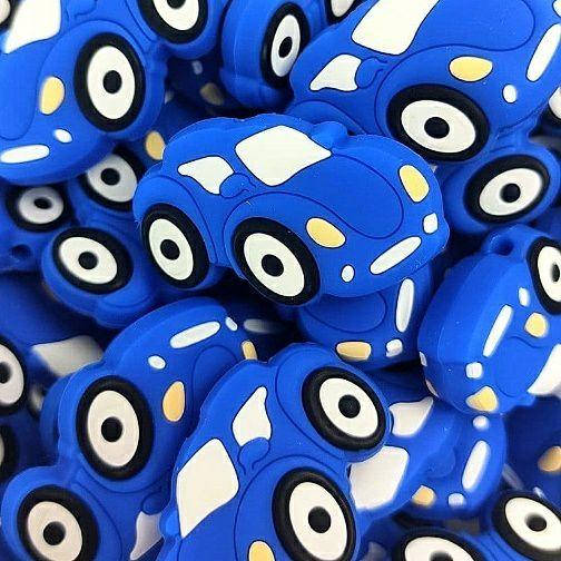 

Гоночная машинка бусина силиконовая Синий