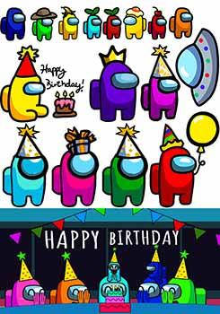 

Вафельная картинка Амонг ас (Among us) А4, Желтый