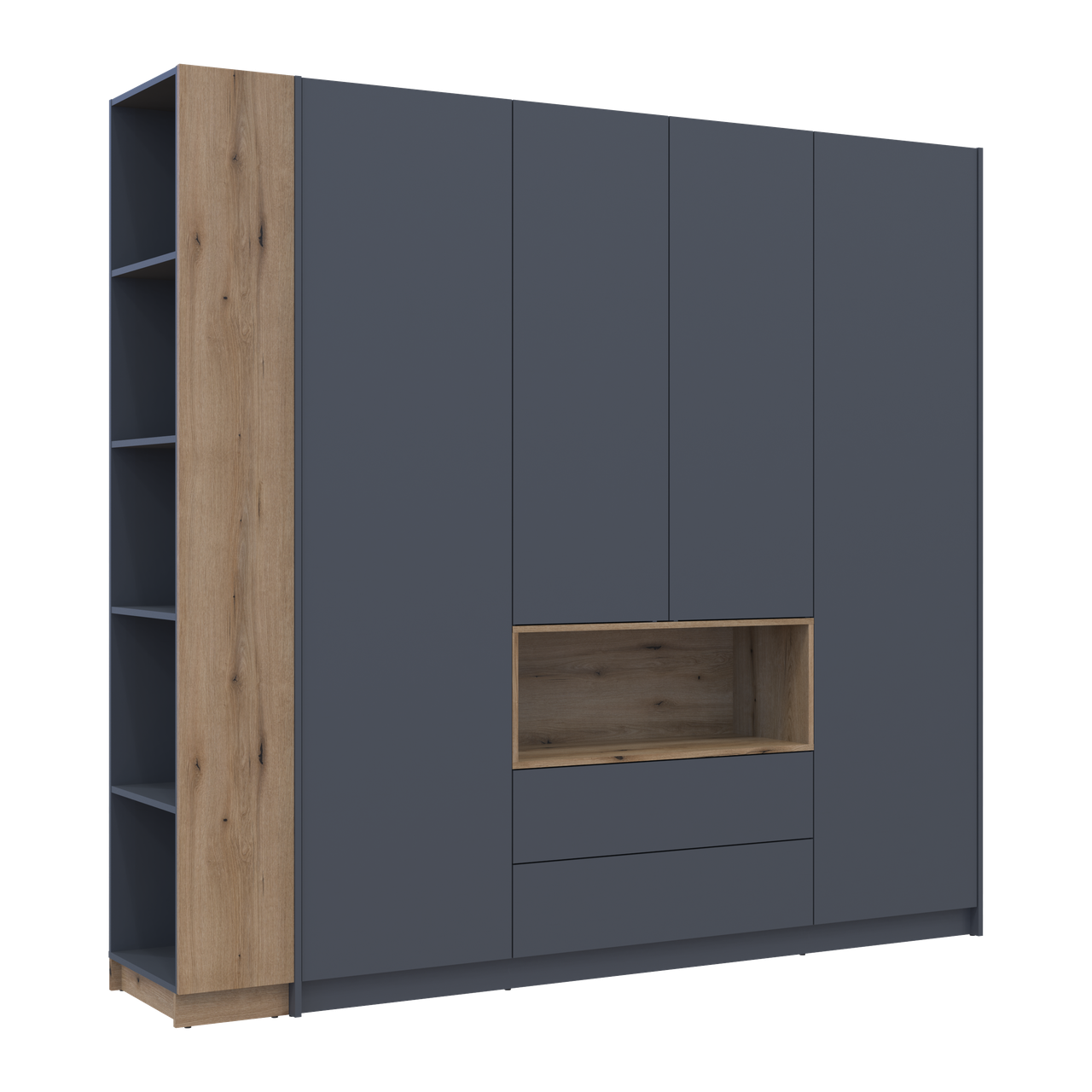 Шафа для одягу з нішею та етажеркою Doros Дейл Графіт/Дуб Евок 4 ДСП 234х52х220 (42005158) 3