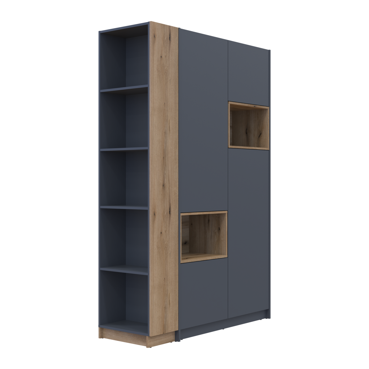 Шафа для одягу з нішею та етажеркою Doros Дейл Графіт/Дуб Евок 2 ДСП 143.2х52х220 (42005154) 2