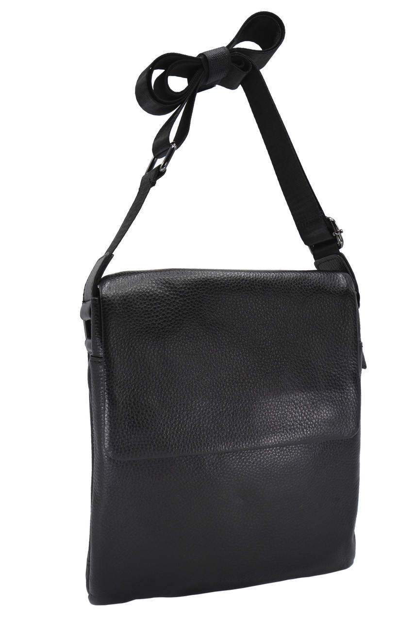 

Мужская качественная кожаная сумка через плечо Tiding Bag A25-1278A Черная, Черный