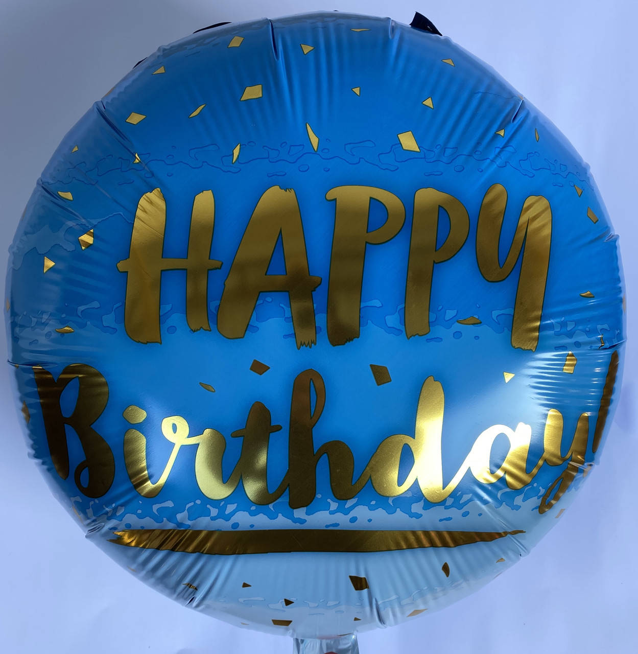 

ШАРЫ ФОЛЬГИРОВАННЫЕ КРУГЛЫЕ "Happy Birthday" . ДИАМЕТР:18"(45 СМ) Синий с золотом