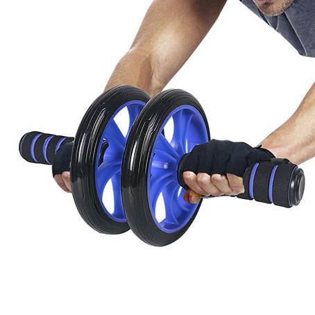 

Тренажер ролик для пресса и спины Double wheel гимнастическое спортивное фитнес двойное колесо для груди и рук, Разные цвета